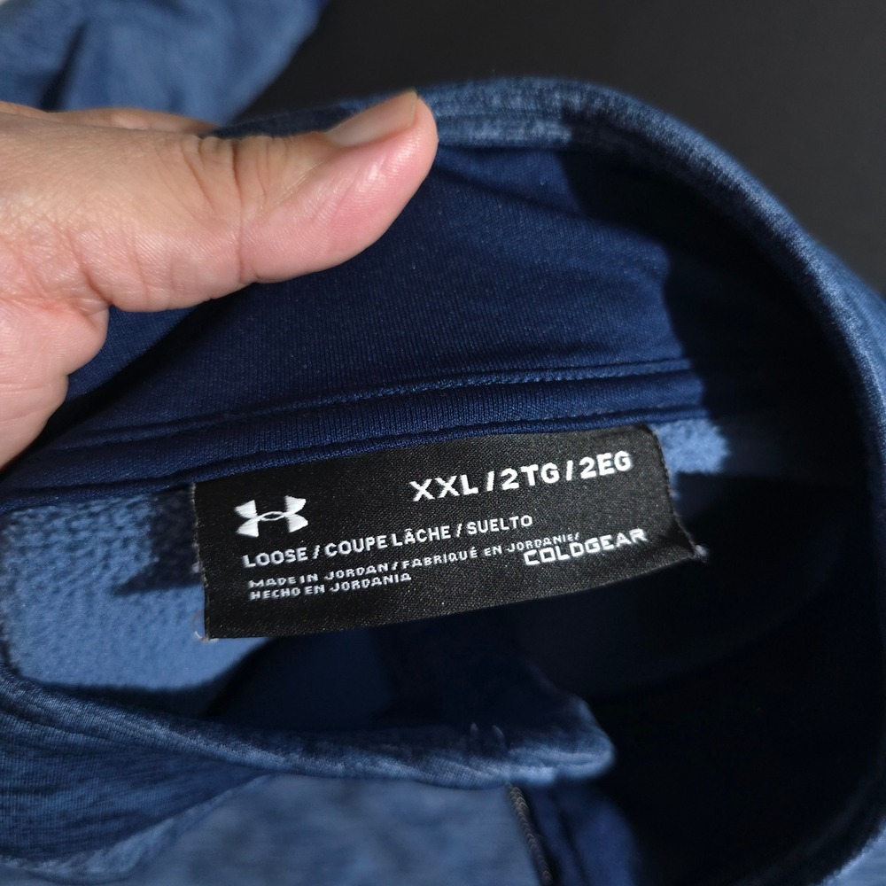 Under Armour ColdGear Quarter Zip Pullover Mens XXL Blue Heathered Training Top - Picture 7 of 9
